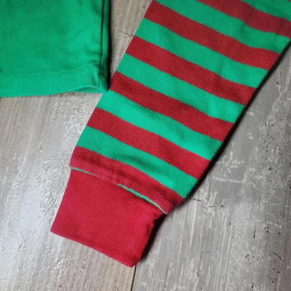 Gymboree Size 2t Matching Elf Pajama Set Red & Green Striped Christmas PJs EUC